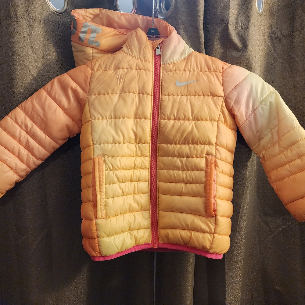Nike Pink and Orange Puffer Jacket Lightweight Insulated